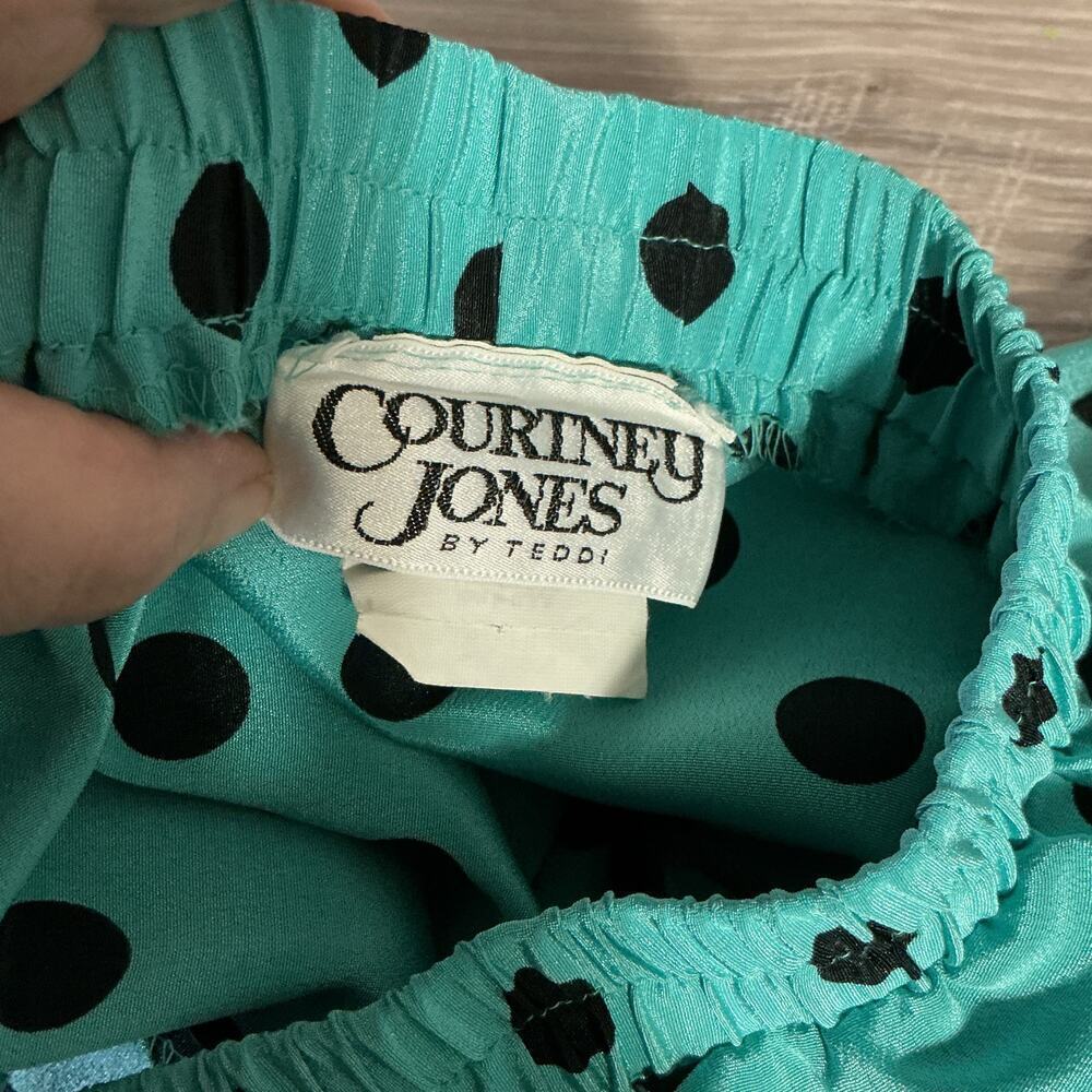 Vintage Courtney Jones Blue Polka Dot Skirt Set Size 10l Short Sleeve Blouse - Picture 7 of 11